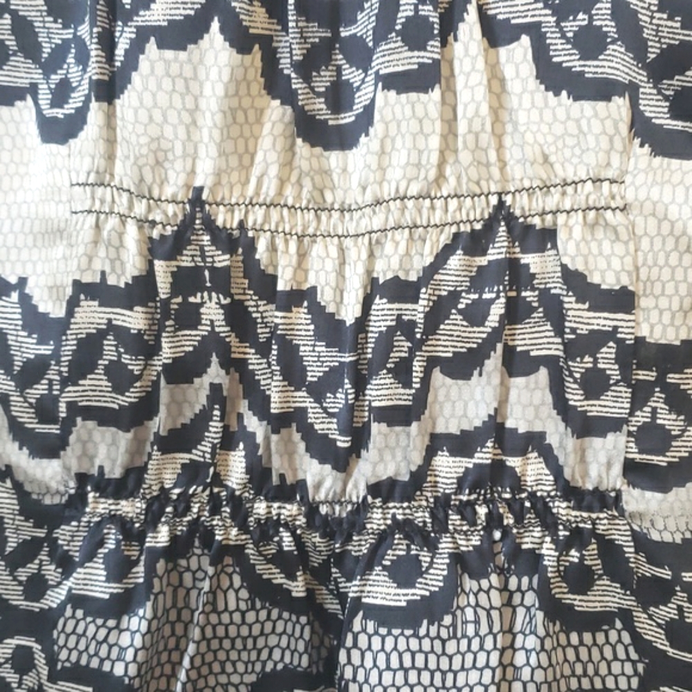 CAbi 100% Silk Blouse – Chantilly Lace Print Illusion | Black & White | MEDIUM - Picture 11 of 16